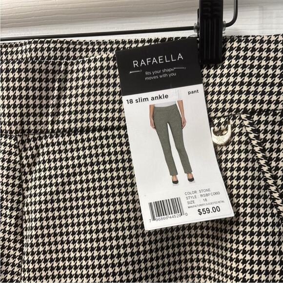 Rafaella NWT Black and White Houndstooth trousers dress Pants 16 slim ankle fit - Picture 3 of 7